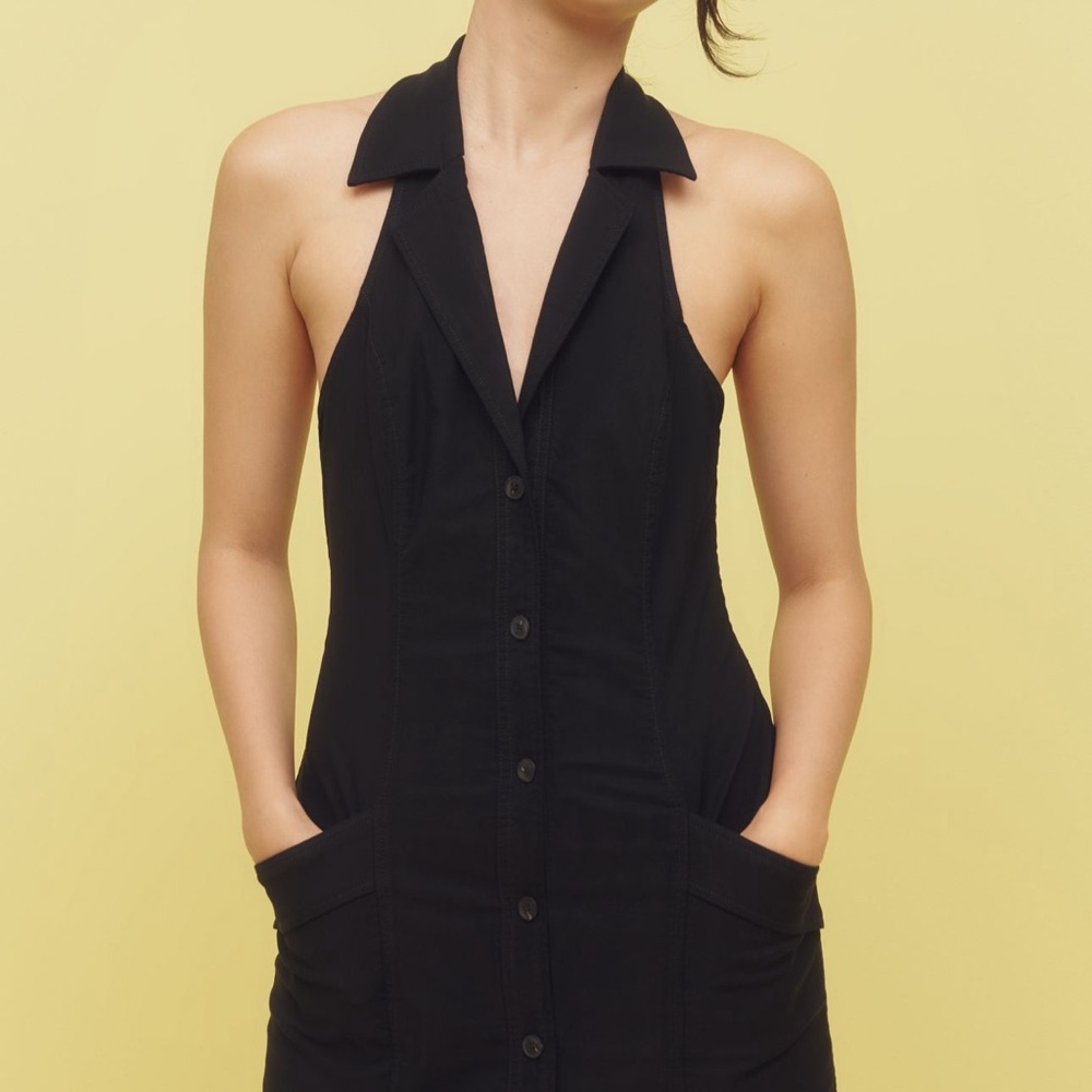 Maeve Anthropologie Black Button-Down Drop-Waist Mini Dress - Picture 3 of 3